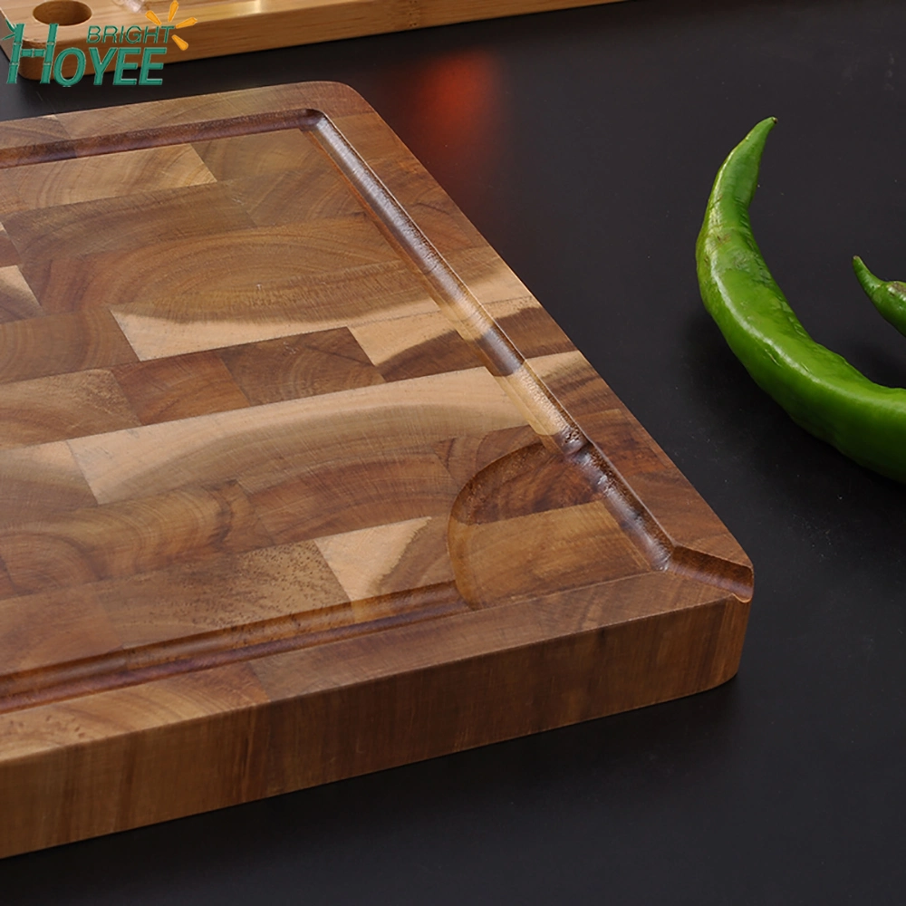 Custom/Wholesale Kitchen End Grain Wood Chopping Board Black Walnut Wooded Cutting Board with Juice Groove