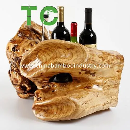 Creative Hand-Carved Wood Wine Bottle Holder Wine Bottle Rack Wine Display Holder