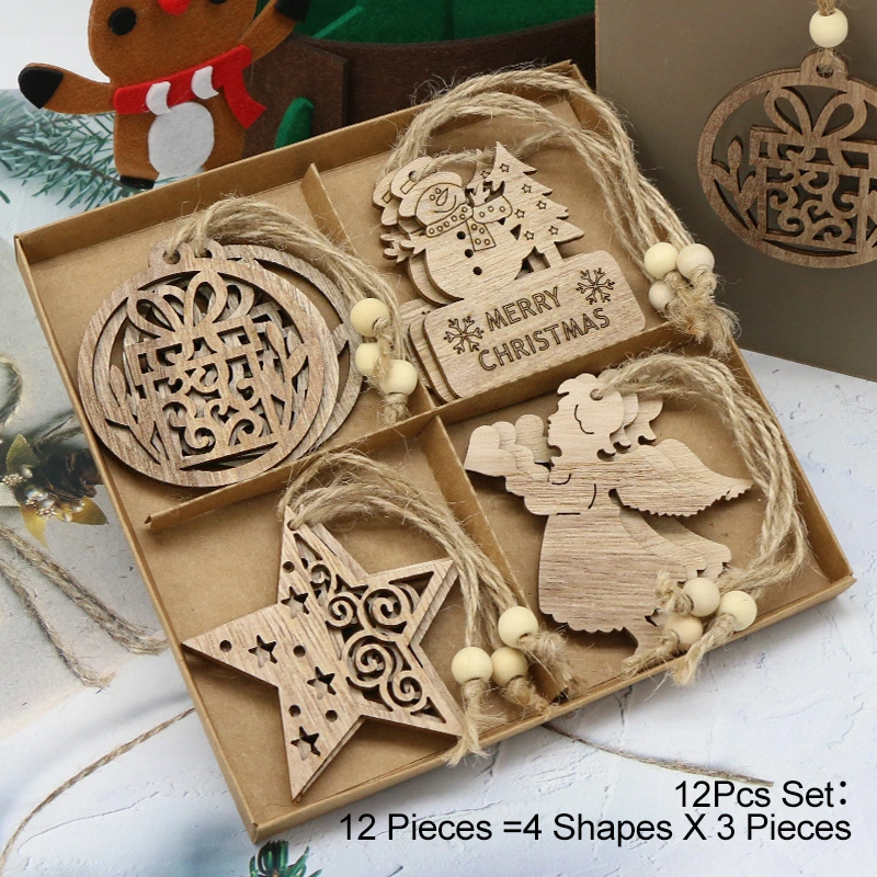 Chancee Natural Wood Color Christmas Hanging Decoration