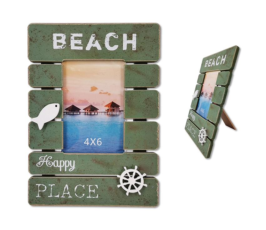 Colorfull Designs Wooden Photo Frame with Marine Style, MDF Picture Frame with Ocean Style Shape Decoration, 4X6&quot; Size Photo Frame