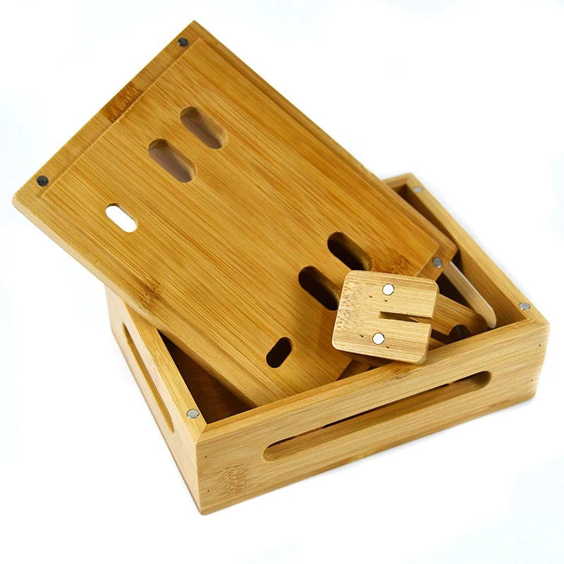 Universal Mobile Phone Organizer Bamboo Wooden Charging Station Stand Store Box Desktop Charging Dock Holder