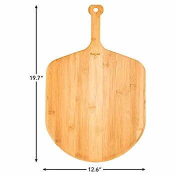 Bamboo Wooden Pizza Peel Paddle - Premium, Organic Bamboo Pizza Spatula Paddle &amp; Cutting Board with Handle [for Pizzas, Bread