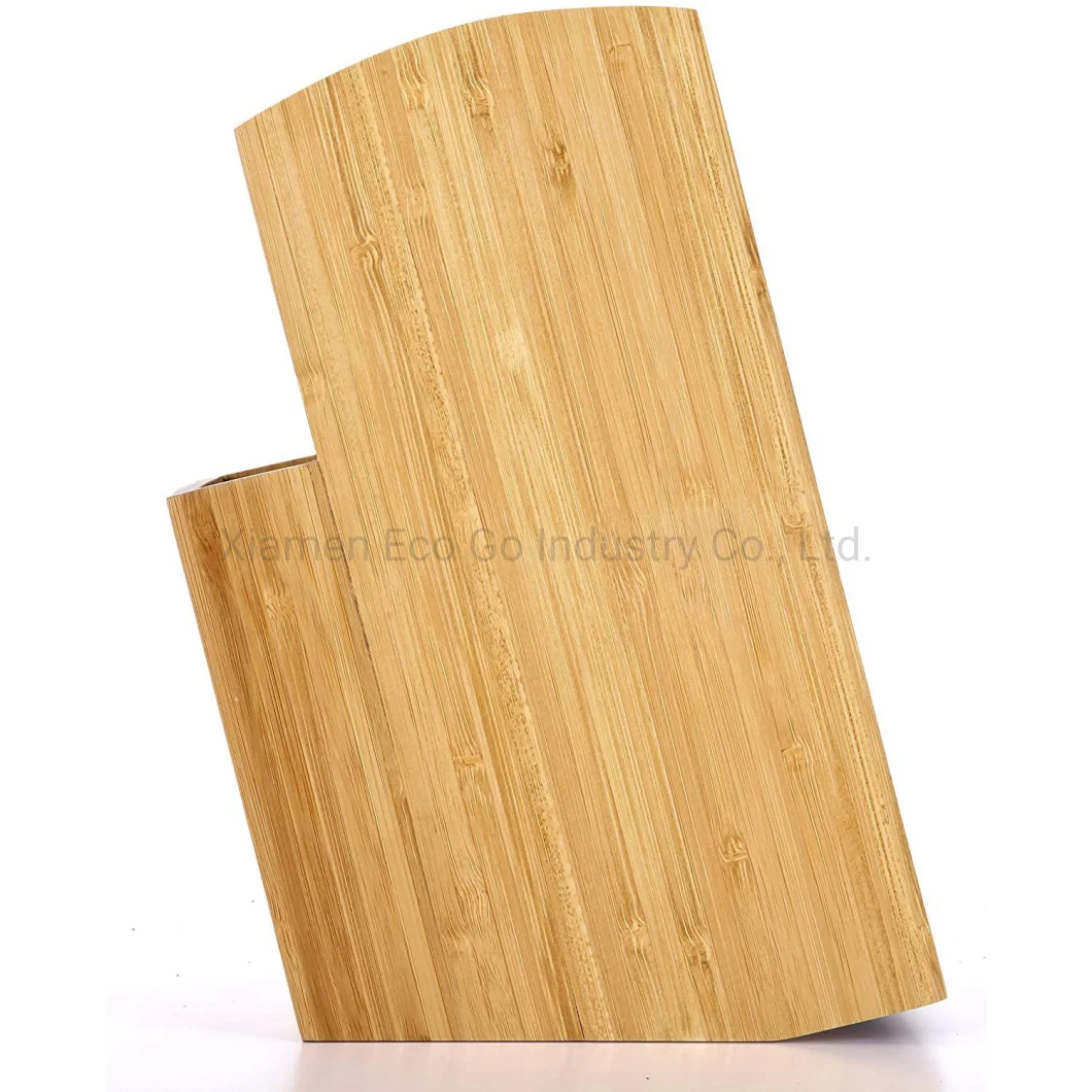 Bamboo Universal Knife Block Two-Tiered Slotless Wooden Knife Stand, Knife Organizer &amp; Holder