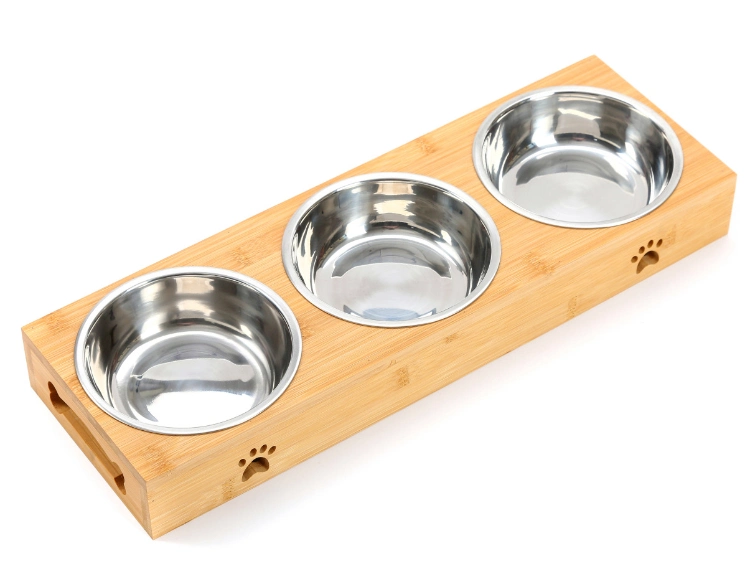 Bamboo Cat Bowl Ceramic Pet Bowl Ceramic Cat Bowl Solid Wood Pet Table Drinking Dog Bowl Stainless Steel Bamboo Rack Pet Feeder