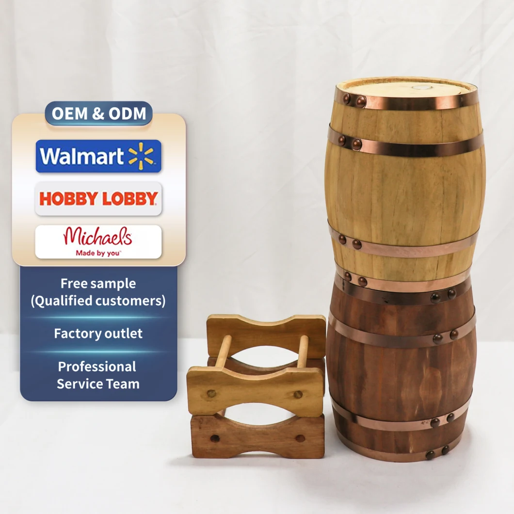 Pine Wood 1 Liter Whisky Handmade Customized Packaging Barrel