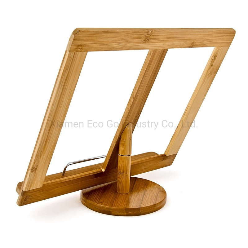 Bamboo Book Stand, Wooden Book Holder, Rotatable Bookrest, Bookstands for Cookbook