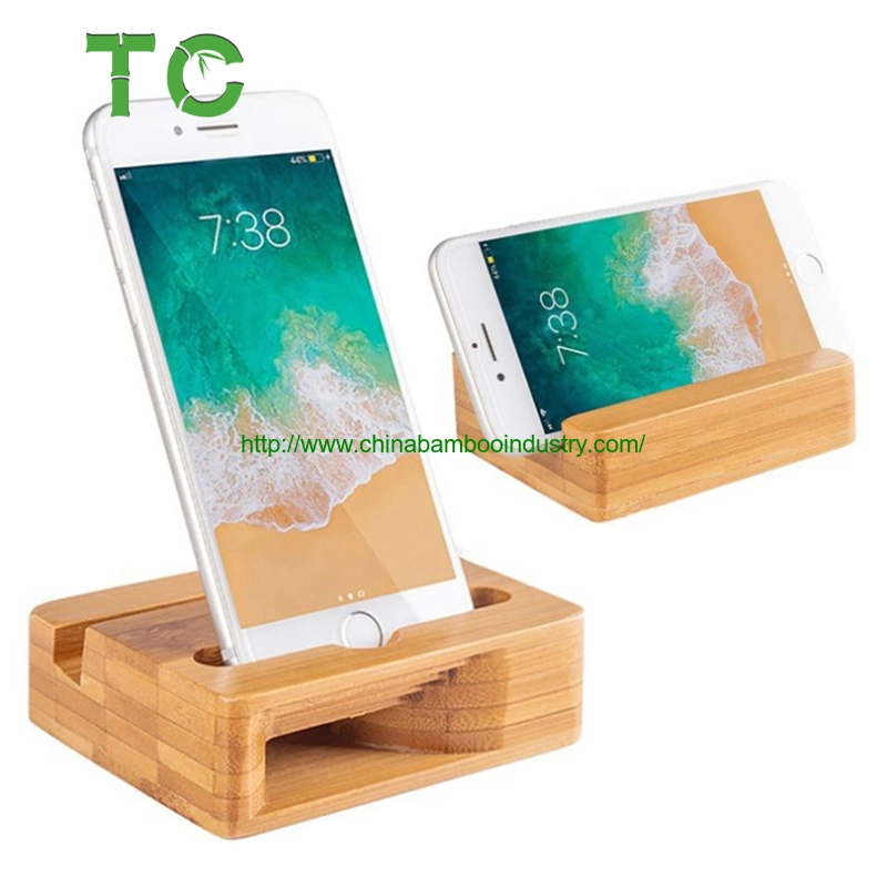 Bamboo Wooden Desktop Sound Amplifier Cell Mobile Phone Holder / Phone Stand