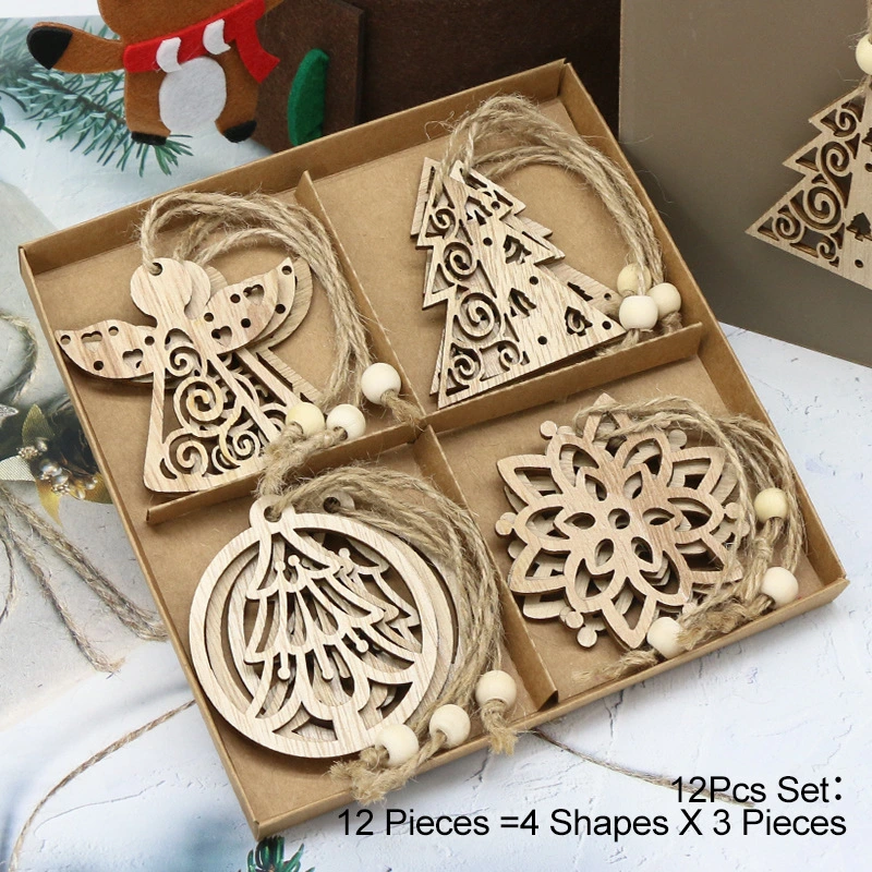 Chancee Natural Wood Color Christmas Hanging Decoration