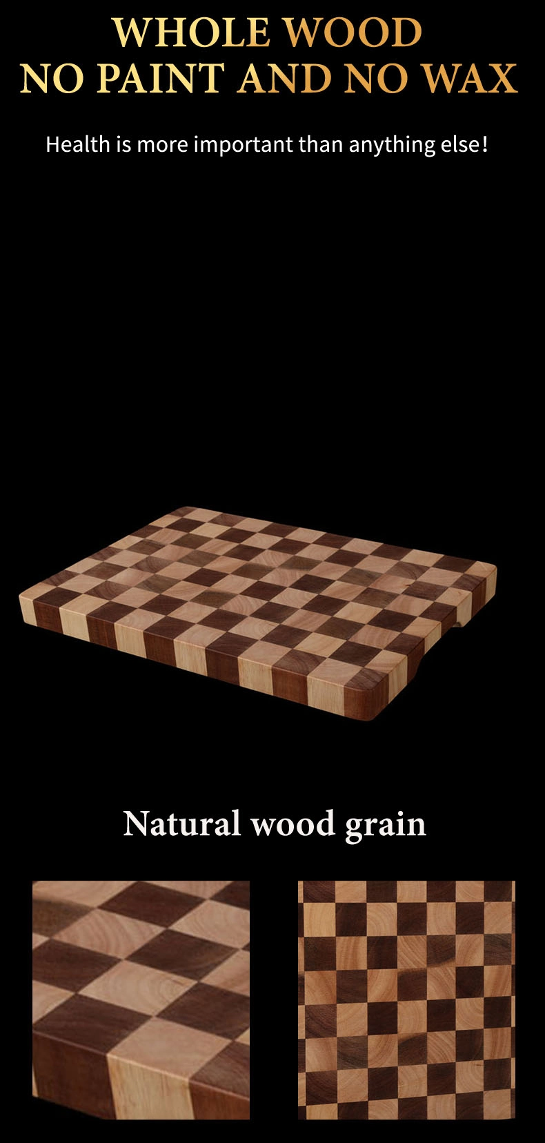 Vertical Chessboard Wood Cutting Board Acacia Rubber Wood Chopping Board