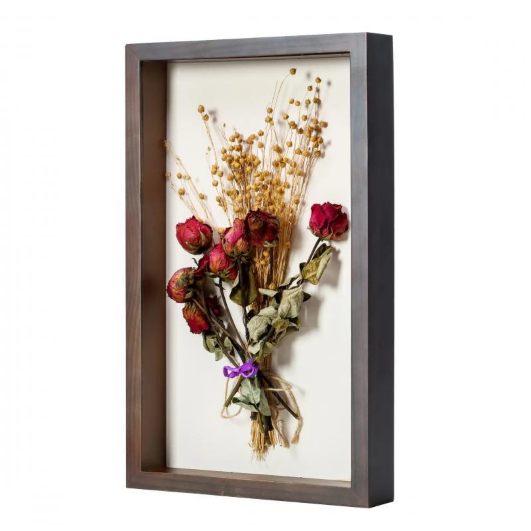 Dried Flower Photo Frame Double-Sided Transparent Glass Display Wood Painting Frame
