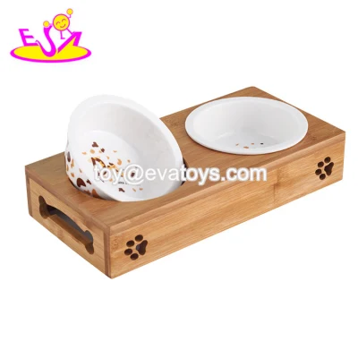 New Hottest Unique Wooden Dog Feeder with 2 Bowls for Pets W06f060